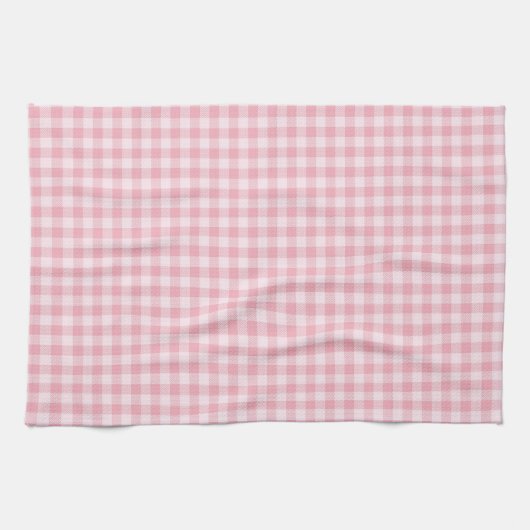 Pink Gingham Pattern Girly Check Plaid Checkered Theedoek (Horizontaal)