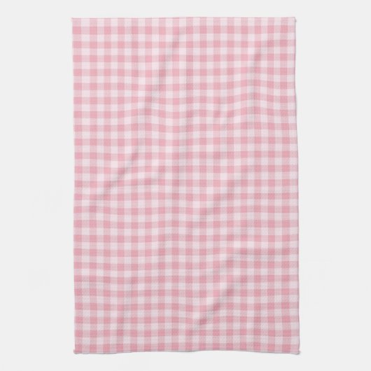 Pink Gingham Pattern Girly Check Plaid Checkered Theedoek (Verticaal)