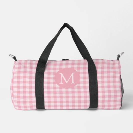 Pink Gingham Pattern Girly Checker Plaid Monogram Plunjezak (Voorkant)