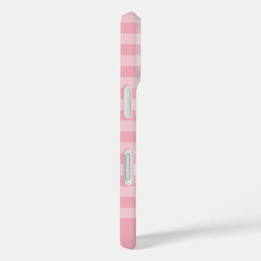 Pink Gingham Pattern Girly Checkered Plaid Name Case-Mate iPhone Case (Achterkant / Rechts)