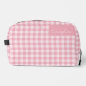 Pink Gingham Pattern Girly Checkered Plaid Name Toilettasje (Voorkant)