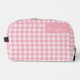 Pink Gingham Pattern Girly Checkered Plaid Name Toilettasje