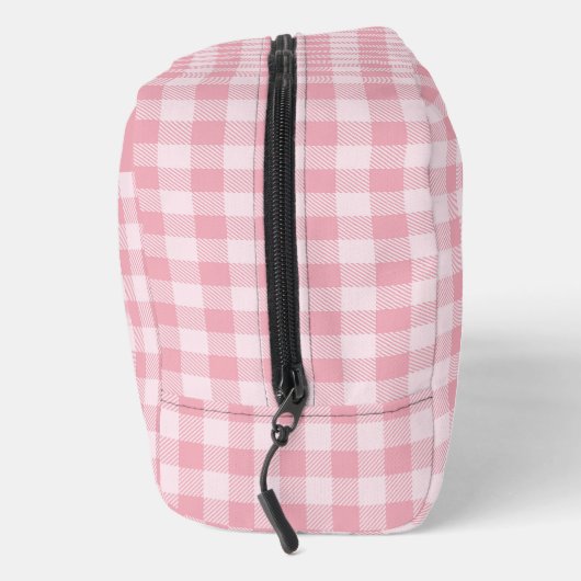 Pink Gingham Pattern Girly Checkered Plaid Name Toilettasje (Rechts)