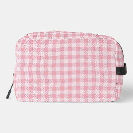 Pink Gingham Pattern Girly Checkered Plaid Name Toilettasje (Achterkant)