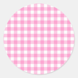 Pink Gingham Pattern Ronde Sticker