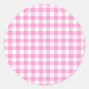 Pink Gingham Pattern Ronde Sticker