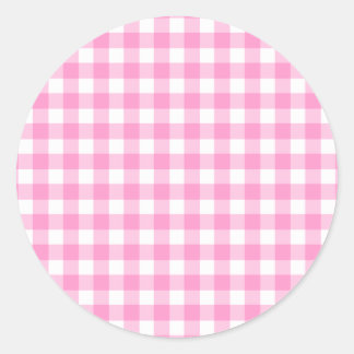 Pink Gingham Pattern Ronde Sticker