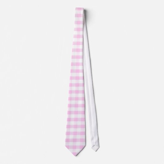 Pink Gingham Pattern Stropdas (Voorkant)