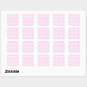 Pink Gingham Pattern Vierkante Sticker (Vel)