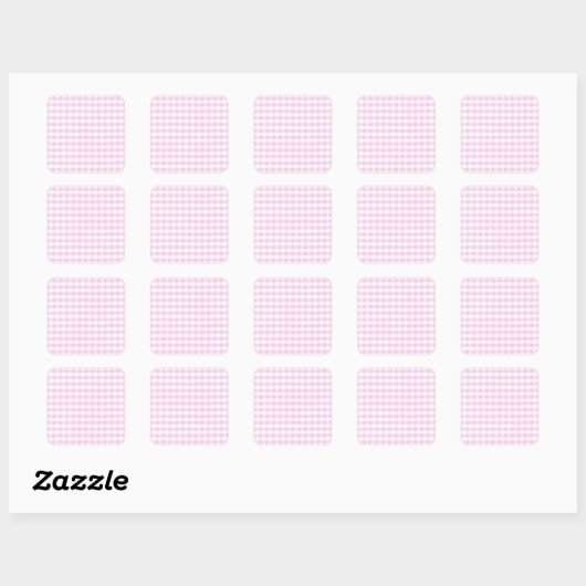 Pink Gingham Pattern Vierkante Sticker (Vel)