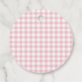 Pink Gingham Peach eerste verjaardag Bedankjes Labels (Achterkant)