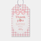 Pink Gingham Peach eerste verjaardag Cadeaulabel (Voorkant)