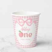 Pink Gingham Peach eerste verjaardag Papieren Bekers (Voorkant)
