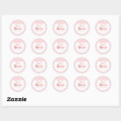 Pink Gingham Peach eerste verjaardag Ronde Sticker (Vel)