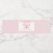 Pink Gingham Peach eerste verjaardag Waterfles Etiket (Enkel label)