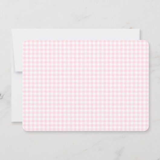 Pink Gingham Personalized  Notitiekaartje (Achterkant)