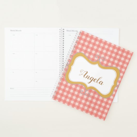 Pink Gingham Personalized Planner (Display)