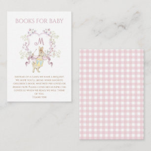 Pink Gingham Peter het Konijn Baby shower Boeken Informatiekaartje