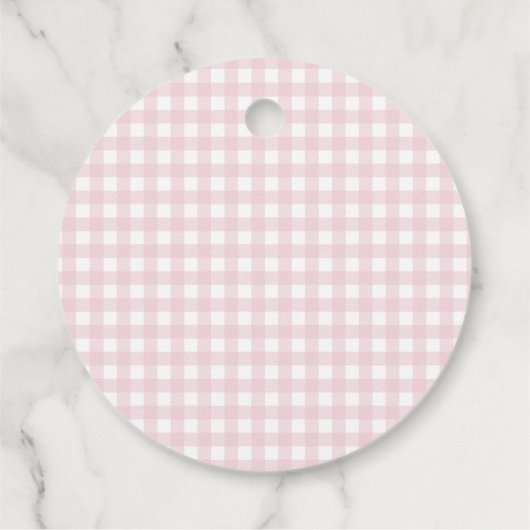 Pink Gingham Peter het Konijnenmonogram Baby showe Bedankjes Labels (Achterkant)