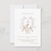 Pink Gingham Peter het Konijnenmonogram Baby showe Bedankkaart (Voorkant)