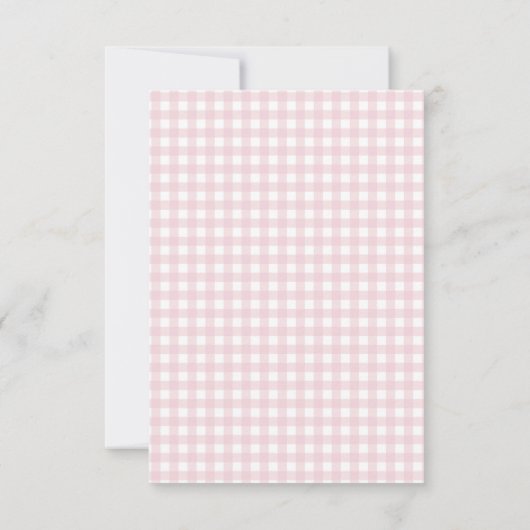 Pink Gingham Peter het Konijnenmonogram Baby showe Bedankkaart (Achterkant)