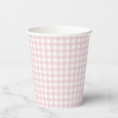 Pink Gingham Peter het Konijnenmonogram Baby showe Papieren Bekers (Achterkant)