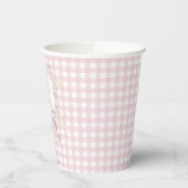 Pink Gingham Peter het Konijnenmonogram Baby showe Papieren Bekers (Links)