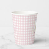 Pink Gingham Peter het Konijnenmonogram Baby showe Papieren Bekers (Rechts)