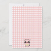 Pink Gingham Piggy Baby shower Invitation Kaart (Achterkant)