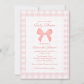 Pink Gingham Pink Bow Baby shower Kaart (Voorkant)