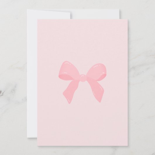 Pink Gingham Pink Bow Baby shower Kaart (Achterkant)