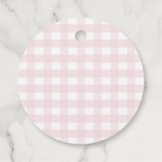 Pink Gingham Pink Bow Verjaardag Bedankjes Labels (Achterkant)