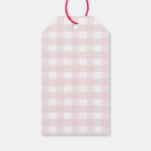Pink Gingham Pink Bow Verjaardag Cadeaulabel (Achterkant)