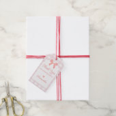 Pink Gingham Pink Bow Verjaardag Cadeaulabel (Met Touw)
