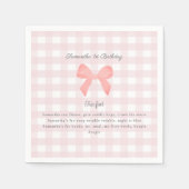 Pink Gingham Pink Bow Verjaardag Leuk feit Servet (Voorkant)