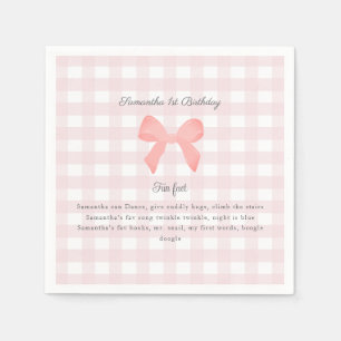 Pink Gingham Pink Bow Verjaardag Leuk feit Servet