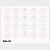 Pink Gingham Pink Bow Verjaardag Ronde Sticker (Vel)