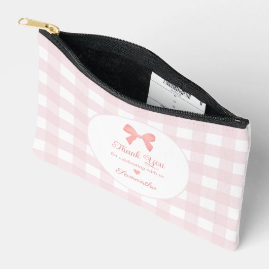 Pink Gingham Pink Bow Verjaardagsgunsten Etui (Open)