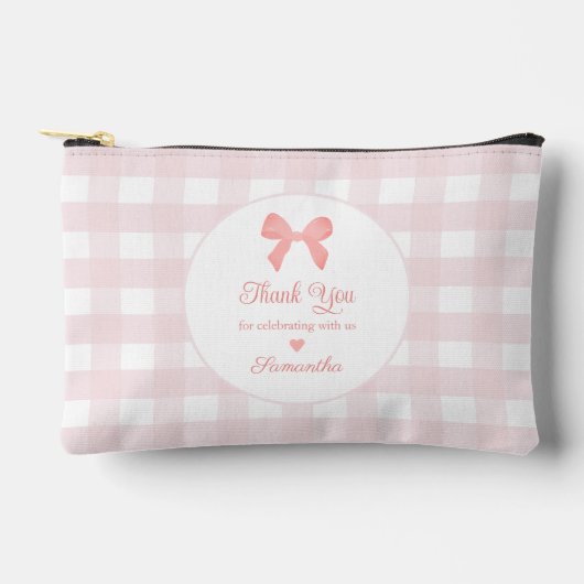 Pink Gingham Pink Bow Verjaardagsgunsten Etui (Voorkant)