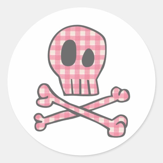 Pink Gingham Pirate Stickers (Voorkant)