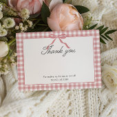 Pink Gingham Plaid 1e verjaardag Bedankkaart