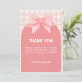 Pink Gingham Plaid Arch Bow Baby shower Bedankt (Staand voorkant)