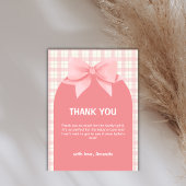 Pink Gingham Plaid Arch Bow Baby shower Bedankt