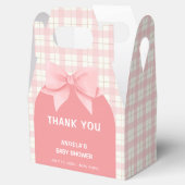 Pink Gingham Plaid Arch Bow Baby shower Bedankt Bedankdoosjes (Geopend)