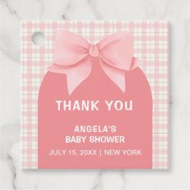 Pink Gingham Plaid Arch Bow Baby shower Bedankt Bedankjes Labels