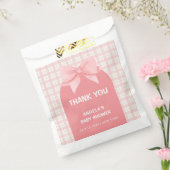 Pink Gingham Plaid Arch Bow Baby shower Bedankt Bedankzakje (Gezegeld)
