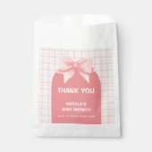 Pink Gingham Plaid Arch Bow Baby shower Bedankt Bedankzakje (Voorkant)