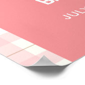 Pink Gingham Plaid Arch Bow Baby shower Welkom Poster (Hoek)