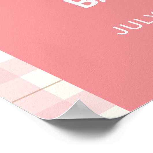 Pink Gingham Plaid Arch Bow Baby shower Welkom Poster (Hoek)