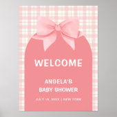 Pink Gingham Plaid Arch Bow Baby shower Welkom Poster (Voorkant)